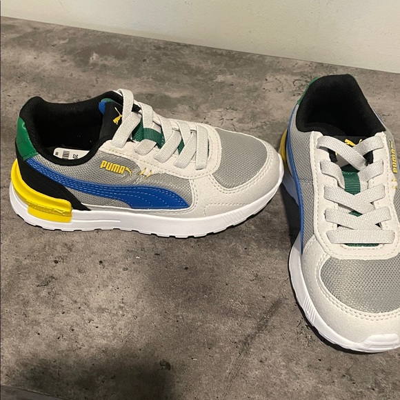 Puma Kids' Sneakers Gray Blue Green Yellow - Picture 1 of 6